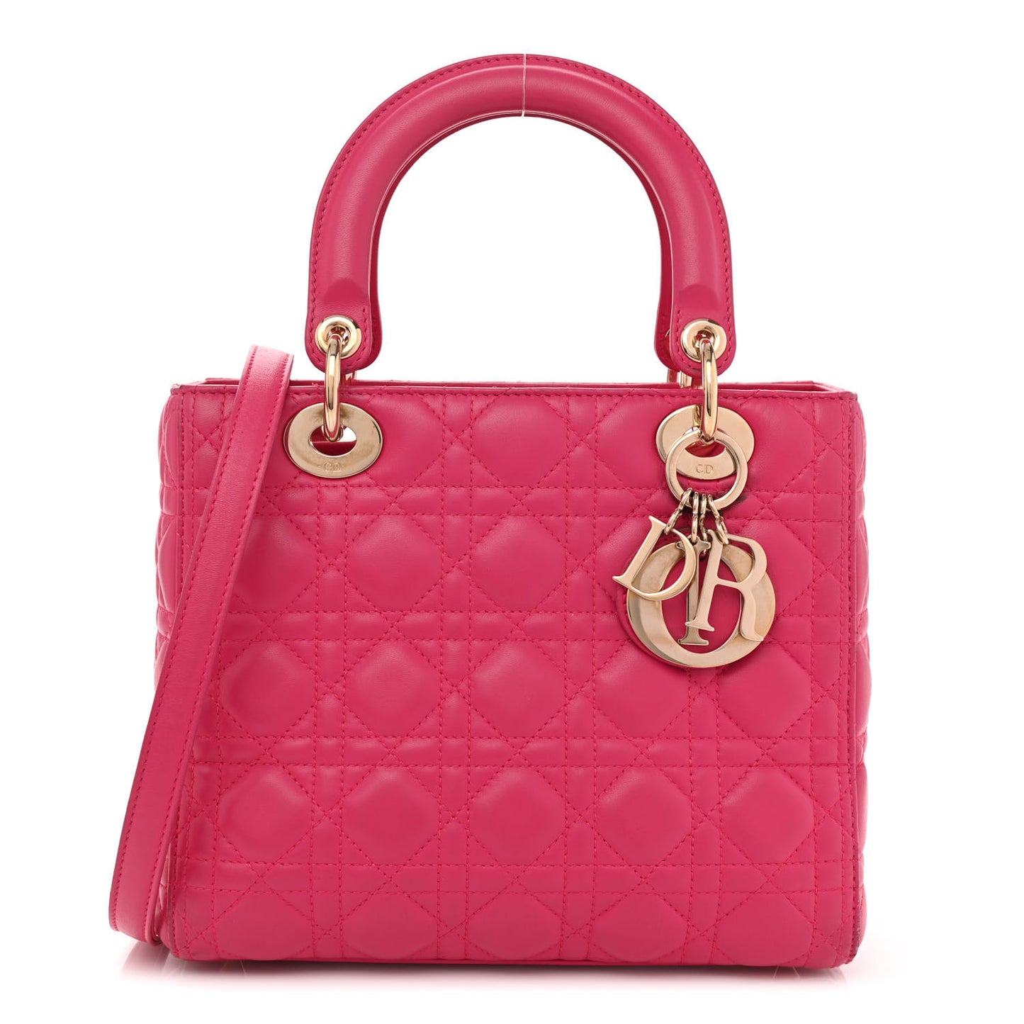 Lambskin Cannage Medium Lady Dior Fuchsia