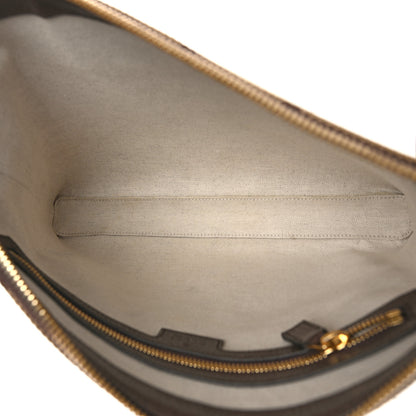 Gucci Monogram Jumbo GG Textured Dollar Calfskin Web Wristlet Messenger Bag Camel Ebony New Acero 5 of 8
