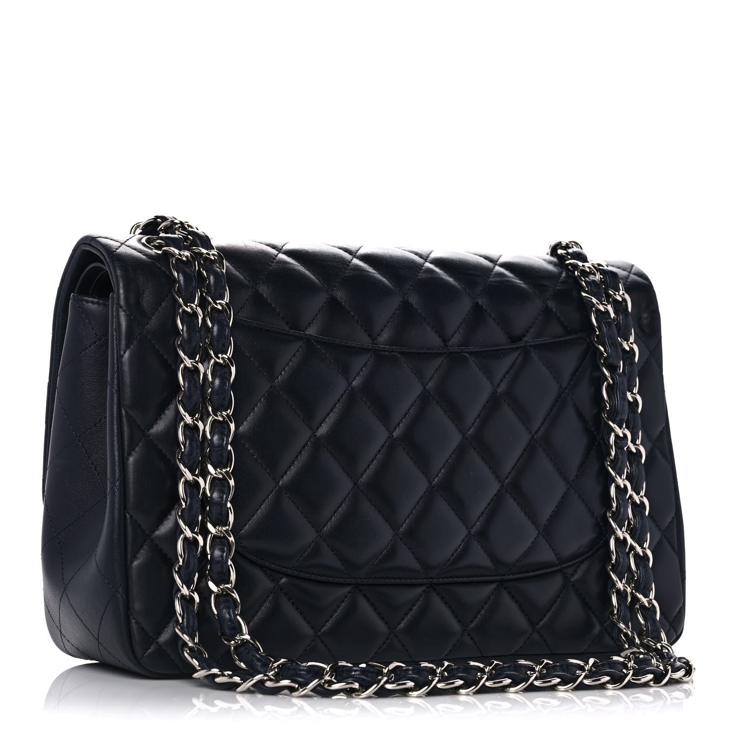 Chanel Lambskin Quilted Jumbo Double Flap Dark Blue 3 of 12
