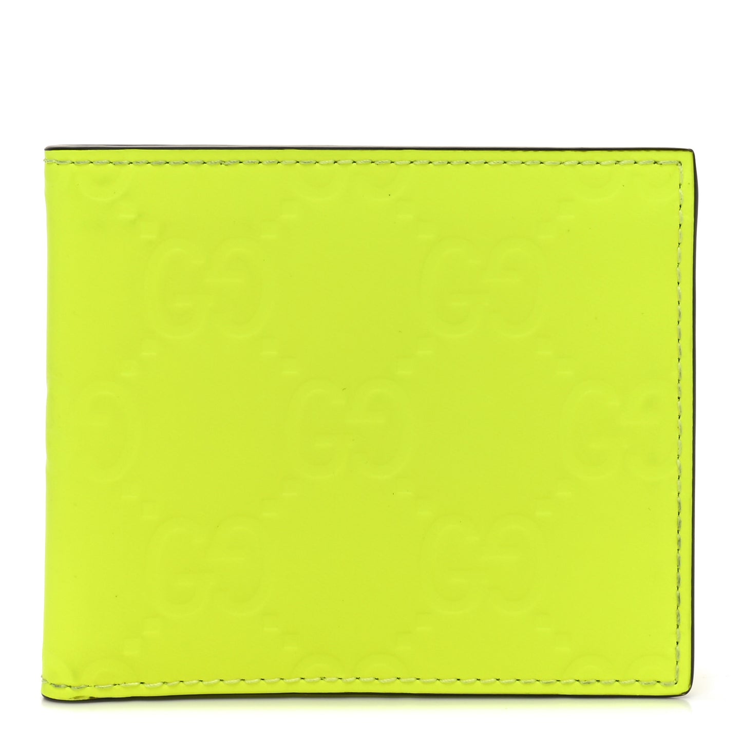 Rubber Effect GG Embossed Bi-Fold Wallet Fluorescent Yellow