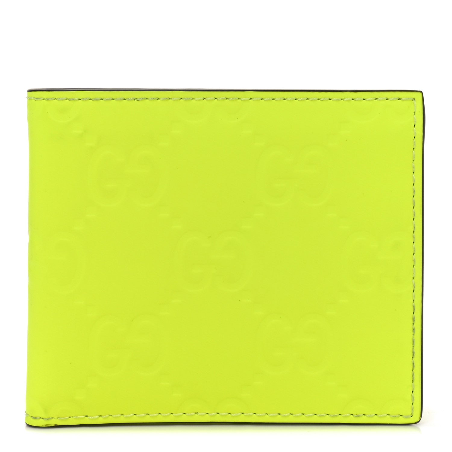 Gucci Rubber Effect GG Embossed Bi-Fold Wallet Fluorescent Yellow 1 of 6