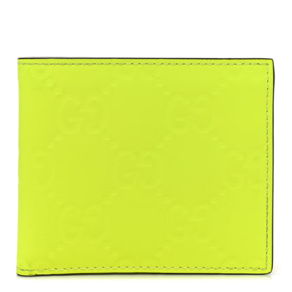 Gucci Rubber Effect GG Embossed Bi-Fold Wallet Fluorescent Yellow 1 of 6