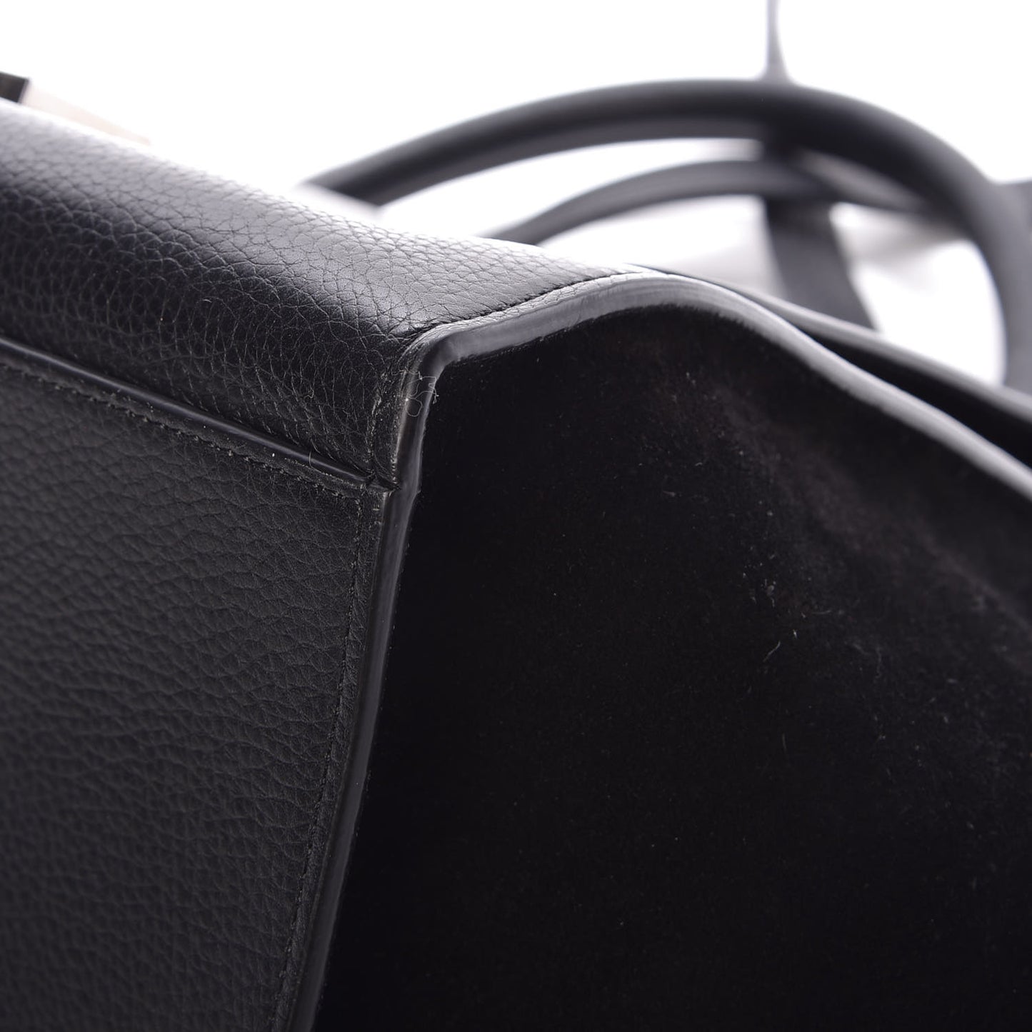 Drummed Calfskin Suede Small Trapeze Black
