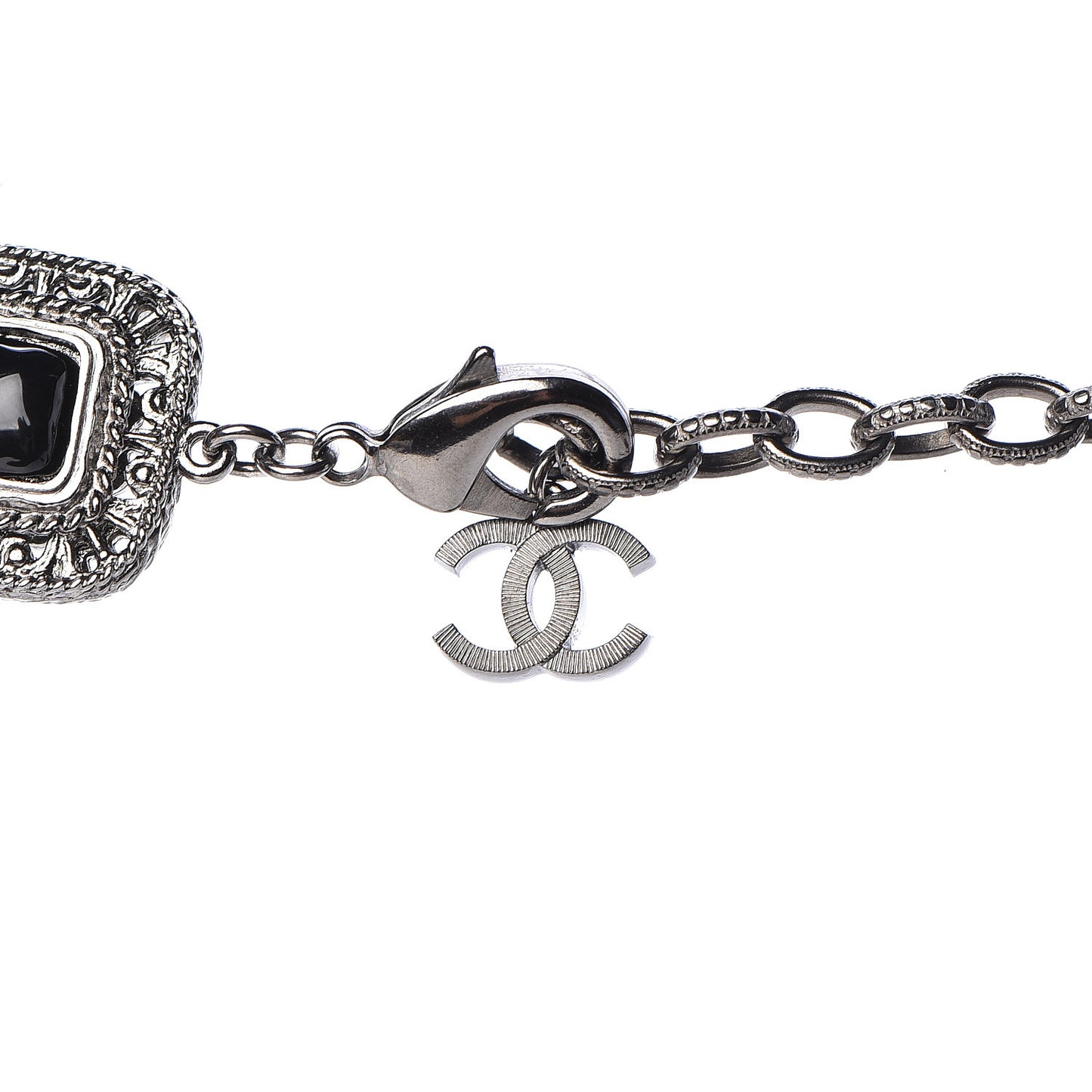 Gripoix CC Long Multistrand Necklace Ruthenium Black