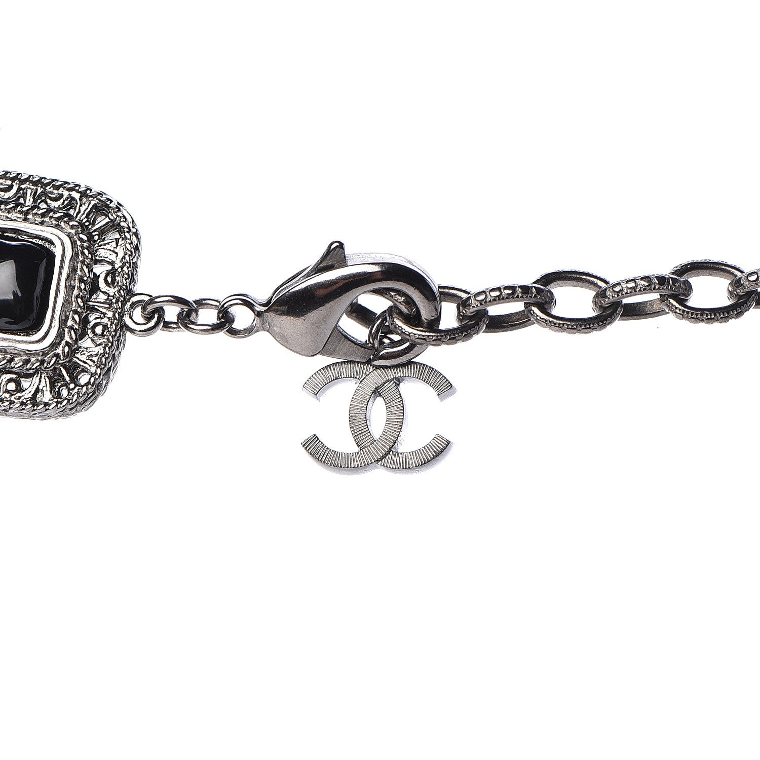 Chanel Gripoix CC Long Multistrand Necklace Ruthenium Black 5 of 5