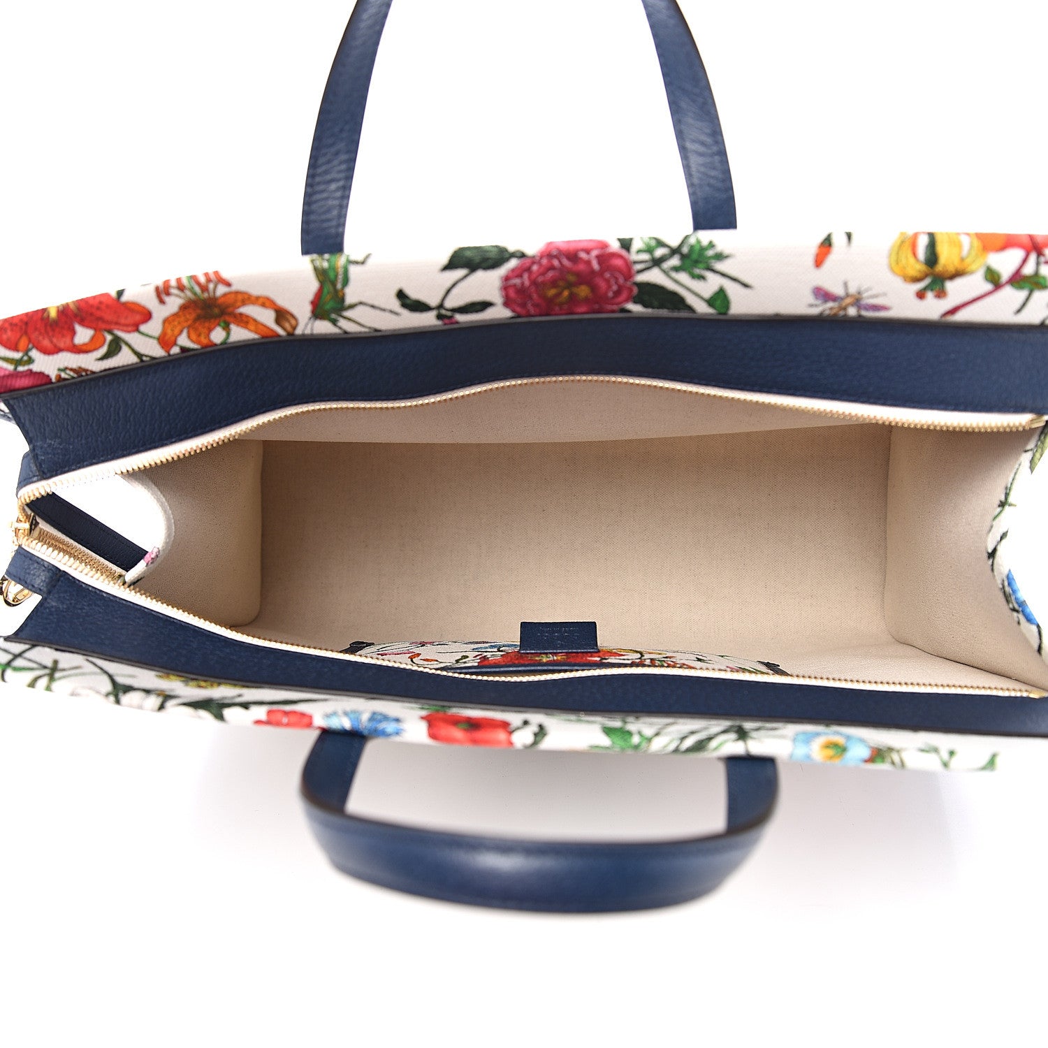 Gucci Canvas Large Flora Tote Navy Multicolor 4 of 10