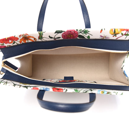 Gucci Canvas Large Flora Tote Navy Multicolor 4 of 10