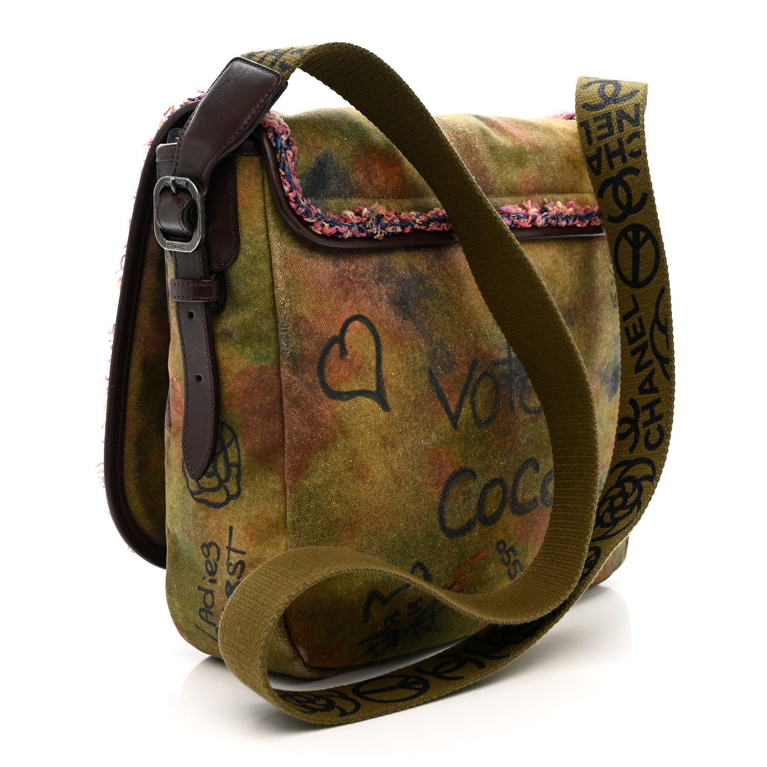 Chanel Washed Toile Graffiti On The Pavements Messenger Khaki Multicolor 5 of 30
