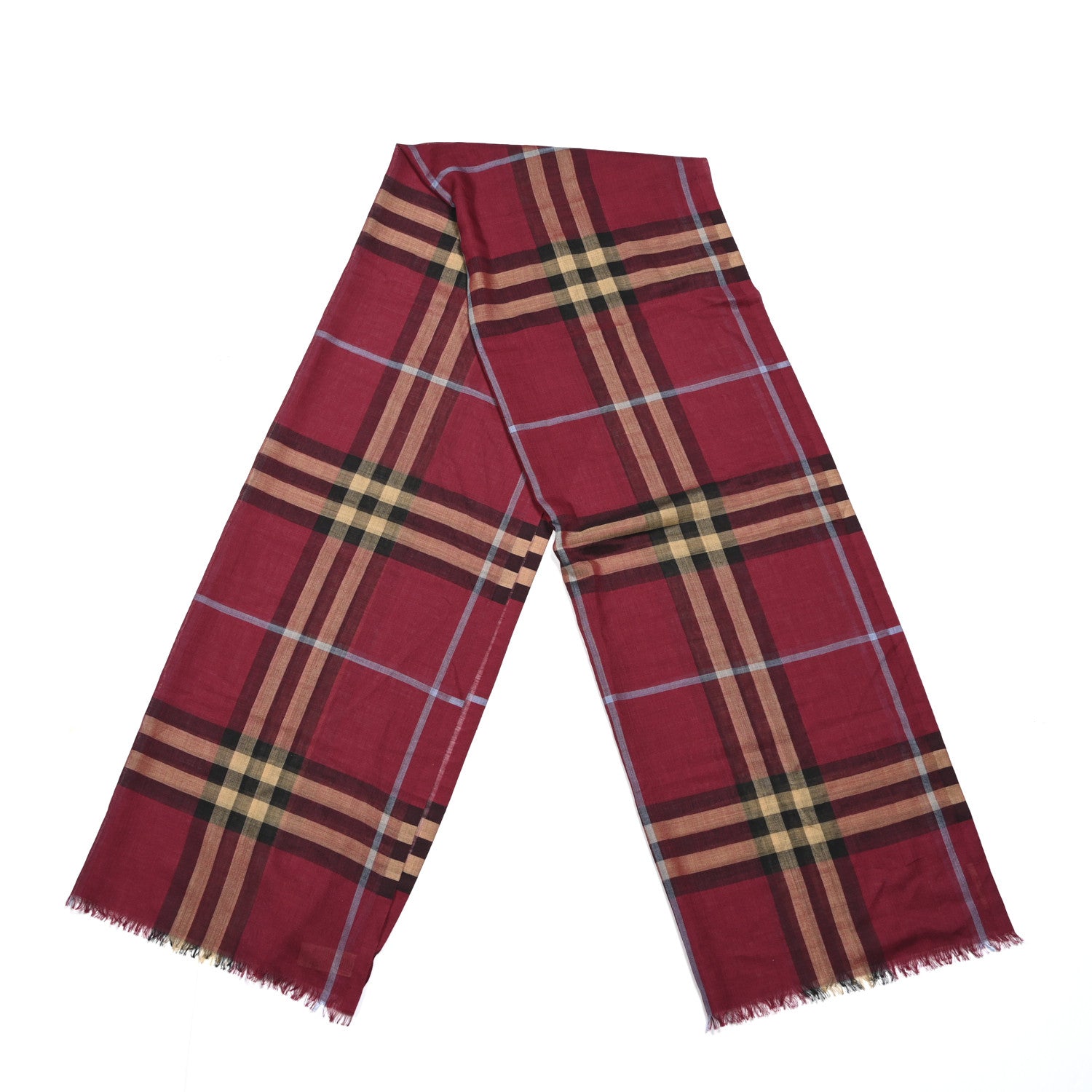Burberry Wool Silk Gauze Giant Check Lightweight Scarf Damson Pink 2 of 3
