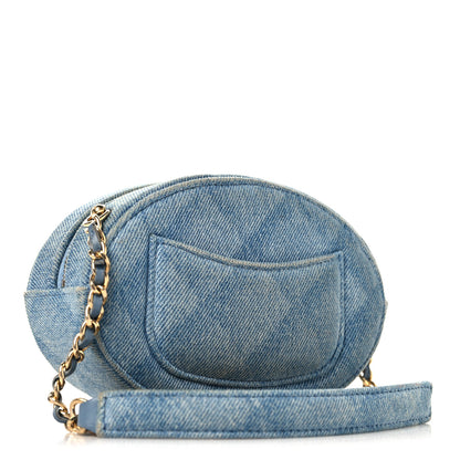 Chanel Denim Printed Chain Clutch Dark Blue 3 of 10