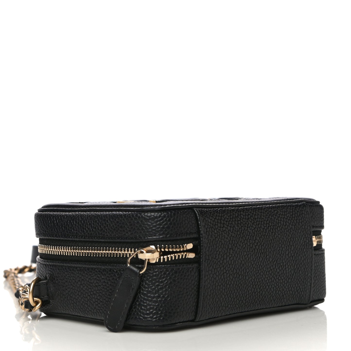 Caviar Quilted CC Filigree Vanity Clutch With Chain Black