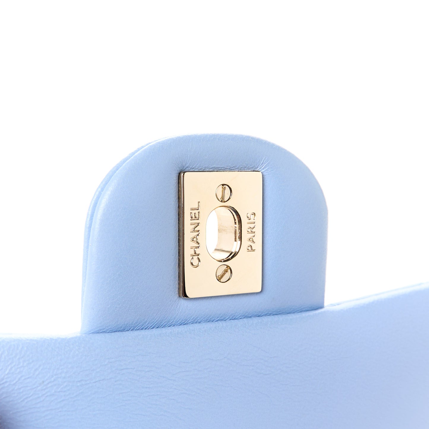 Lambskin Quilted Mini Rectangular Flap Light Blue