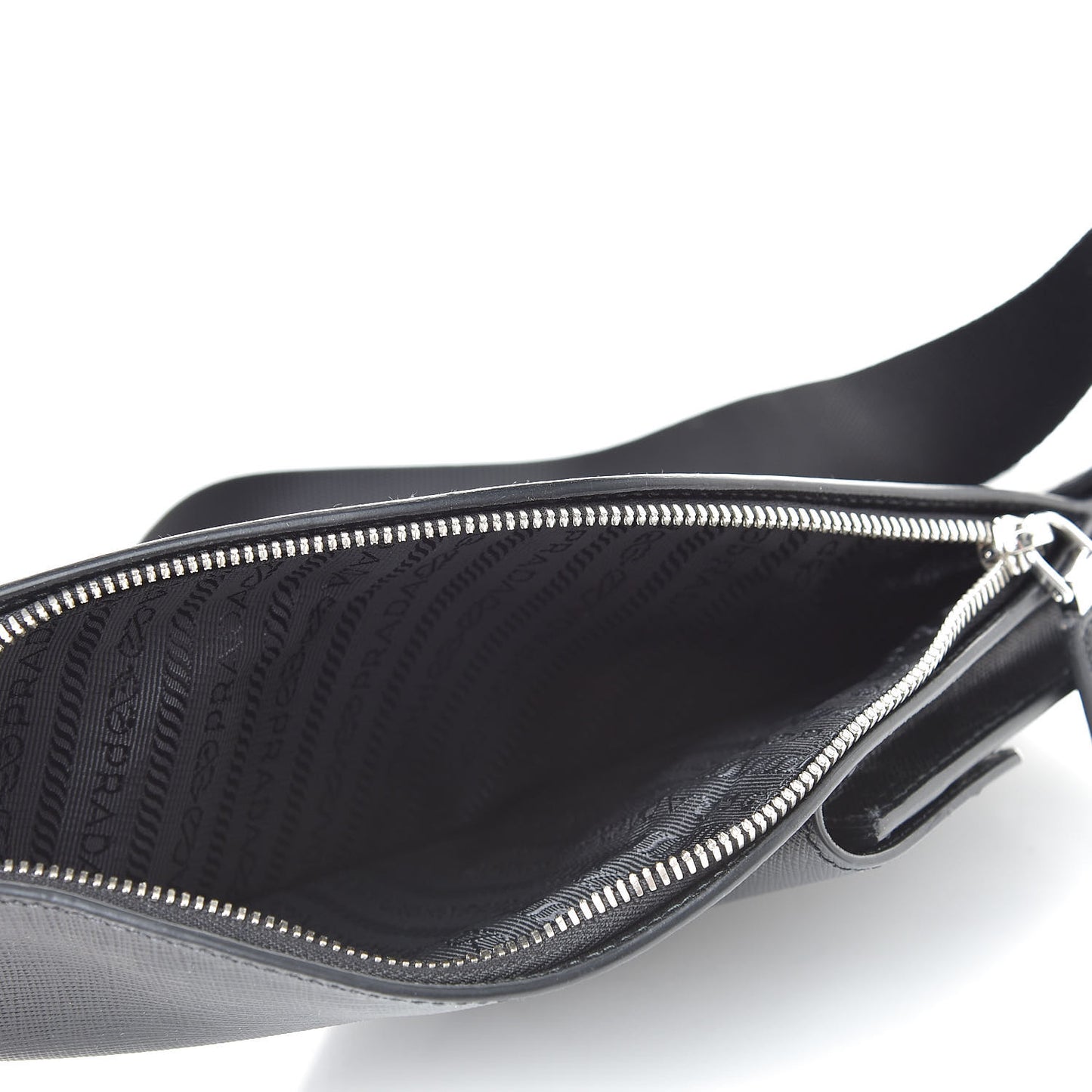Saffiano City Calfskin Travel Crossbody Bag Black