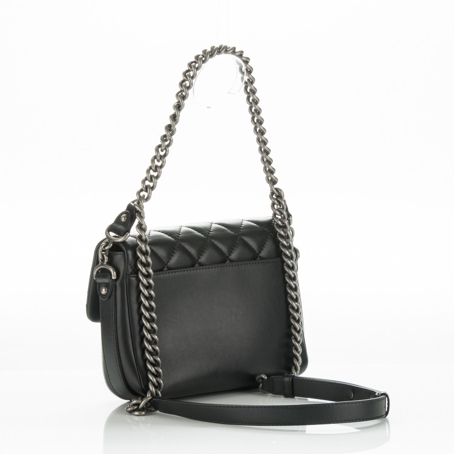 Calfskin Quilted Medium Rock My Shoulder Flap Black