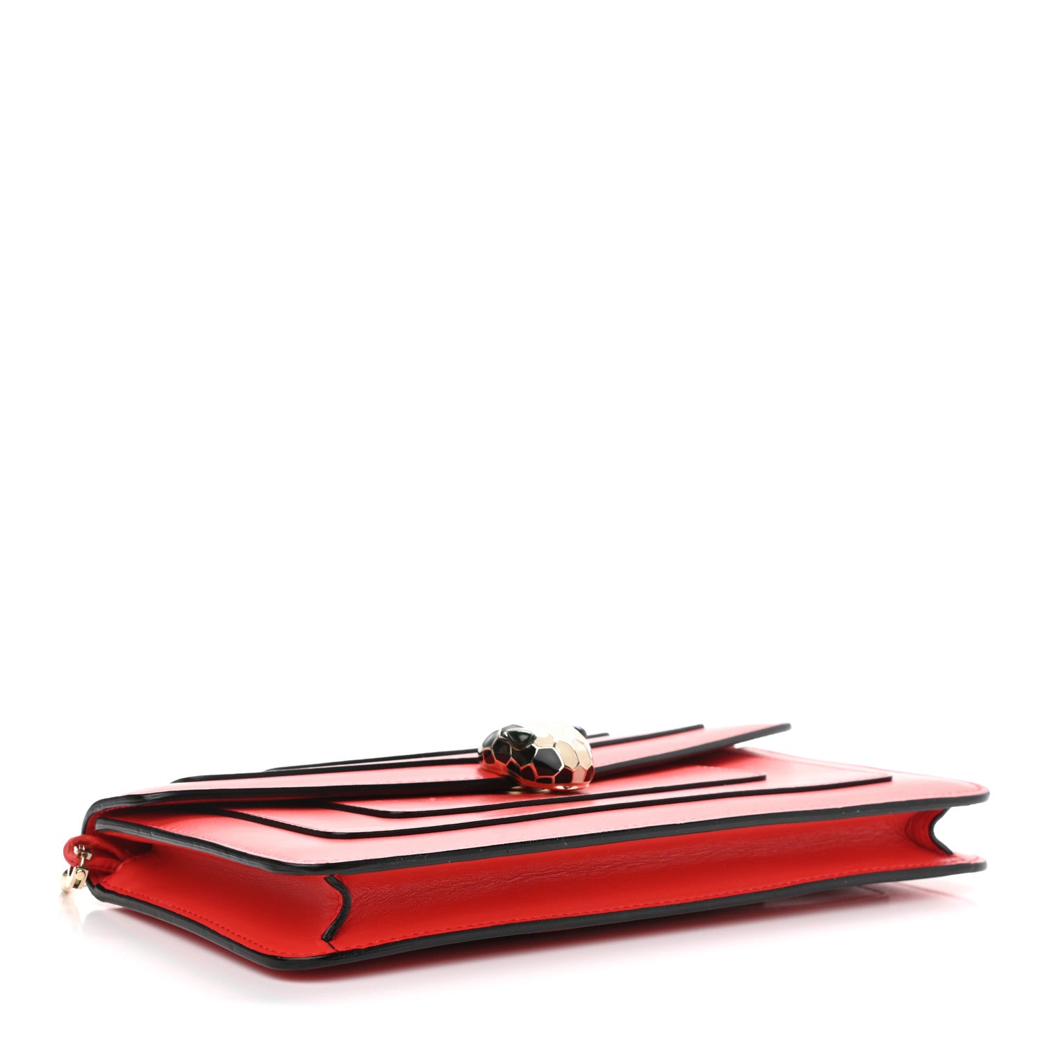 Bulgari Calfskin Serpenti Forever Flap Clutch Ruby Red 4 of 12