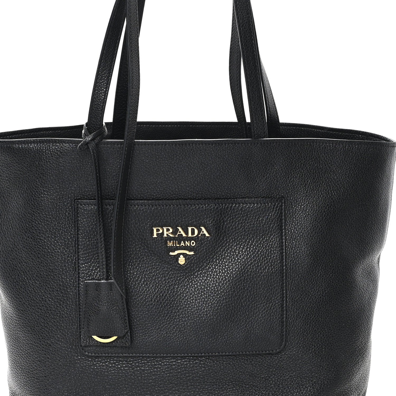 Prada Vitello Daino Pocket Shopping Tote Black 8 of 10