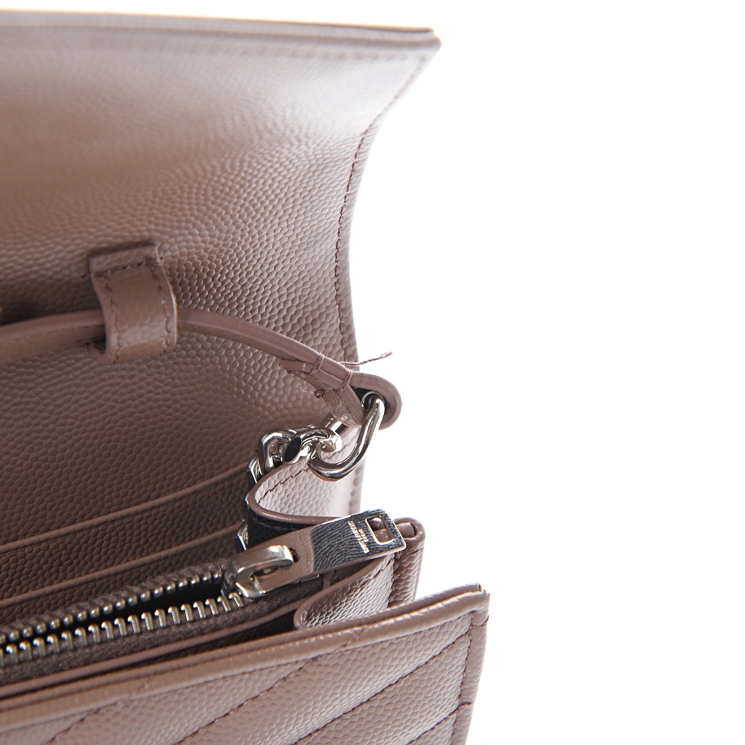 Saint Laurent Grain De Poudre Matelasse Chevron Monogram Chain Wallet Fard 13 of 16