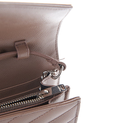 Saint Laurent Grain De Poudre Matelasse Chevron Monogram Chain Wallet Fard 13 of 16