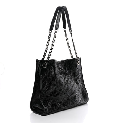 Saint Laurent Crinkled Calfskin Matelasse Monogram Medium Niki Shopper Tote Black 3 of 13