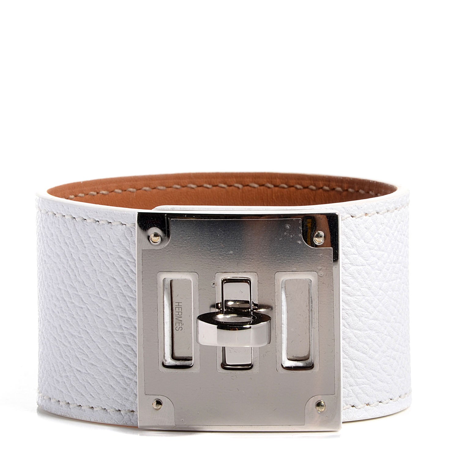 Hermes Epsom Kelly Dog Bracelet White 1 of 7