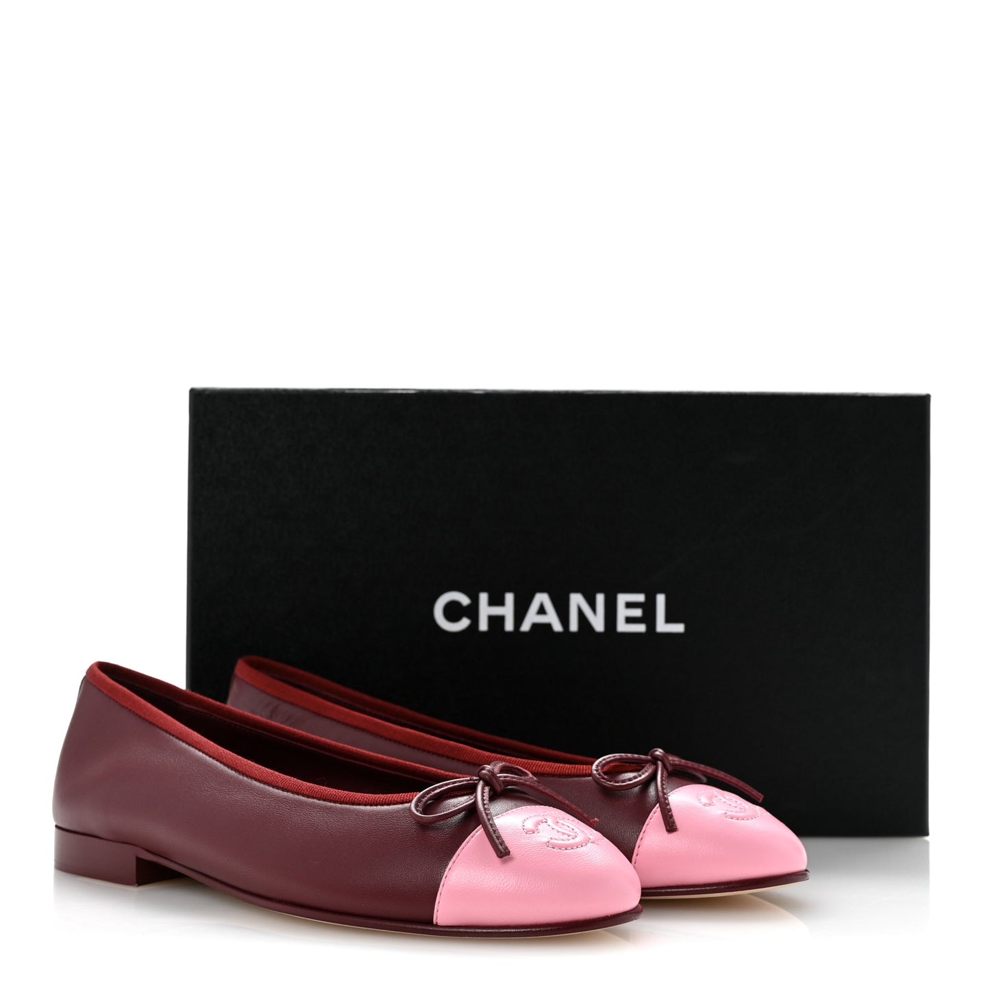 Lambskin Cap Toe CC Slingback Flats 35 Burgundy Pink 36 Burgundy Pink