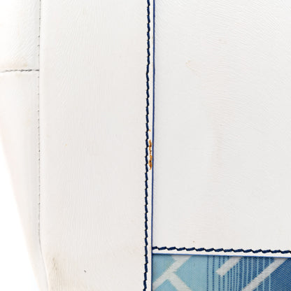 Fendi Calfskin Canvas Basket Sea Medium Tote White Blue 15 of 26
