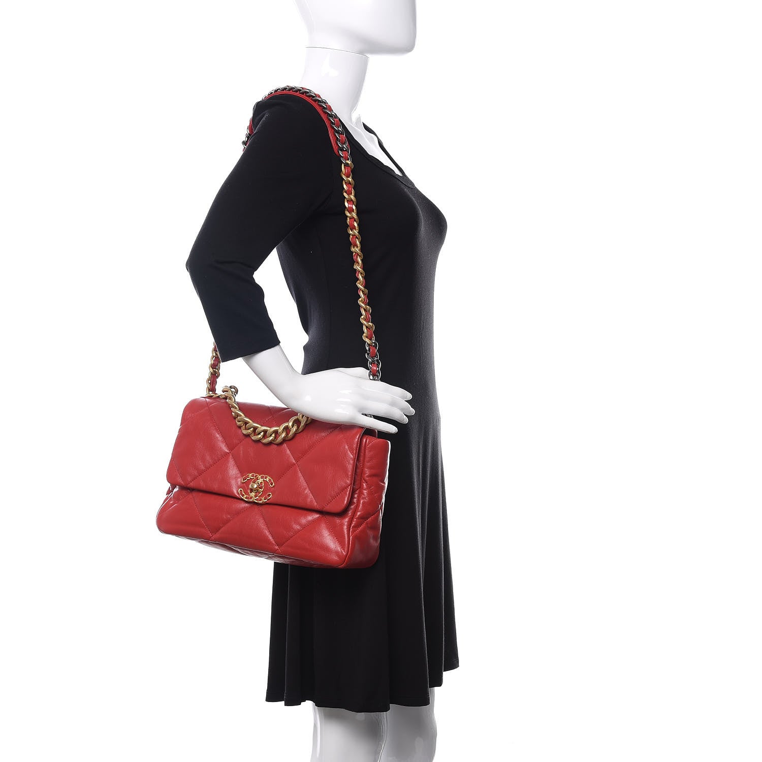 Chanel Goatskin Quilted Large Chanel 19 Flap Red 2 of 11