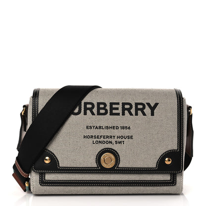 Burberry Canvas Horseferry Print Note Crossbody Bag Grey Black 1 of 7