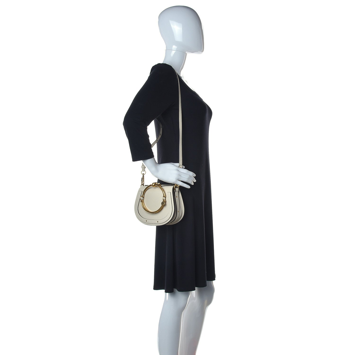 Chloe Calfskin Suede Small Nile Bracelet Bag Off White 2 of 9