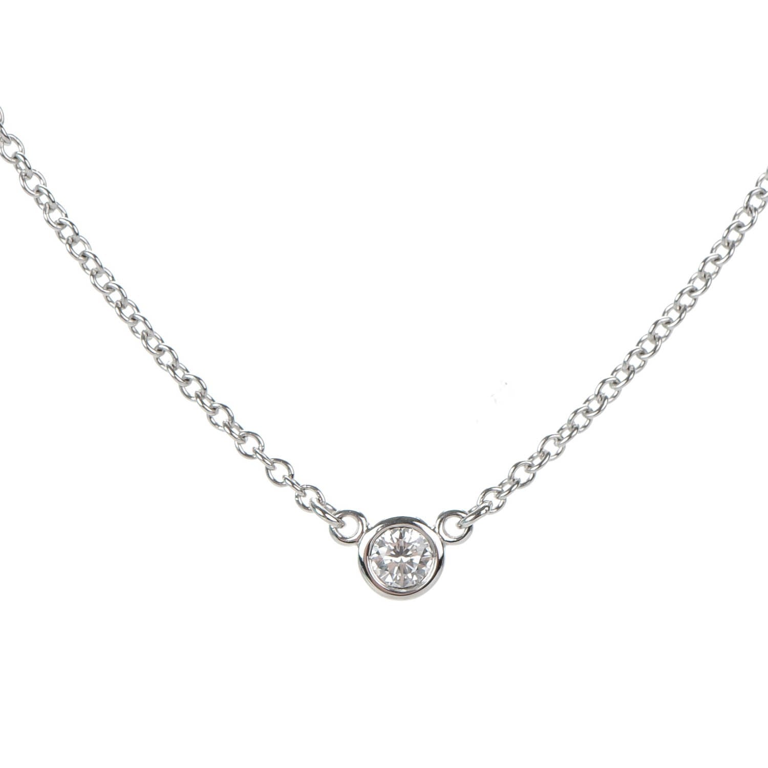 Tiffany Sterling Silver Diamond .07ct Elsa Peretti Diamonds by the Yard Pendant Necklace 3 of 8
