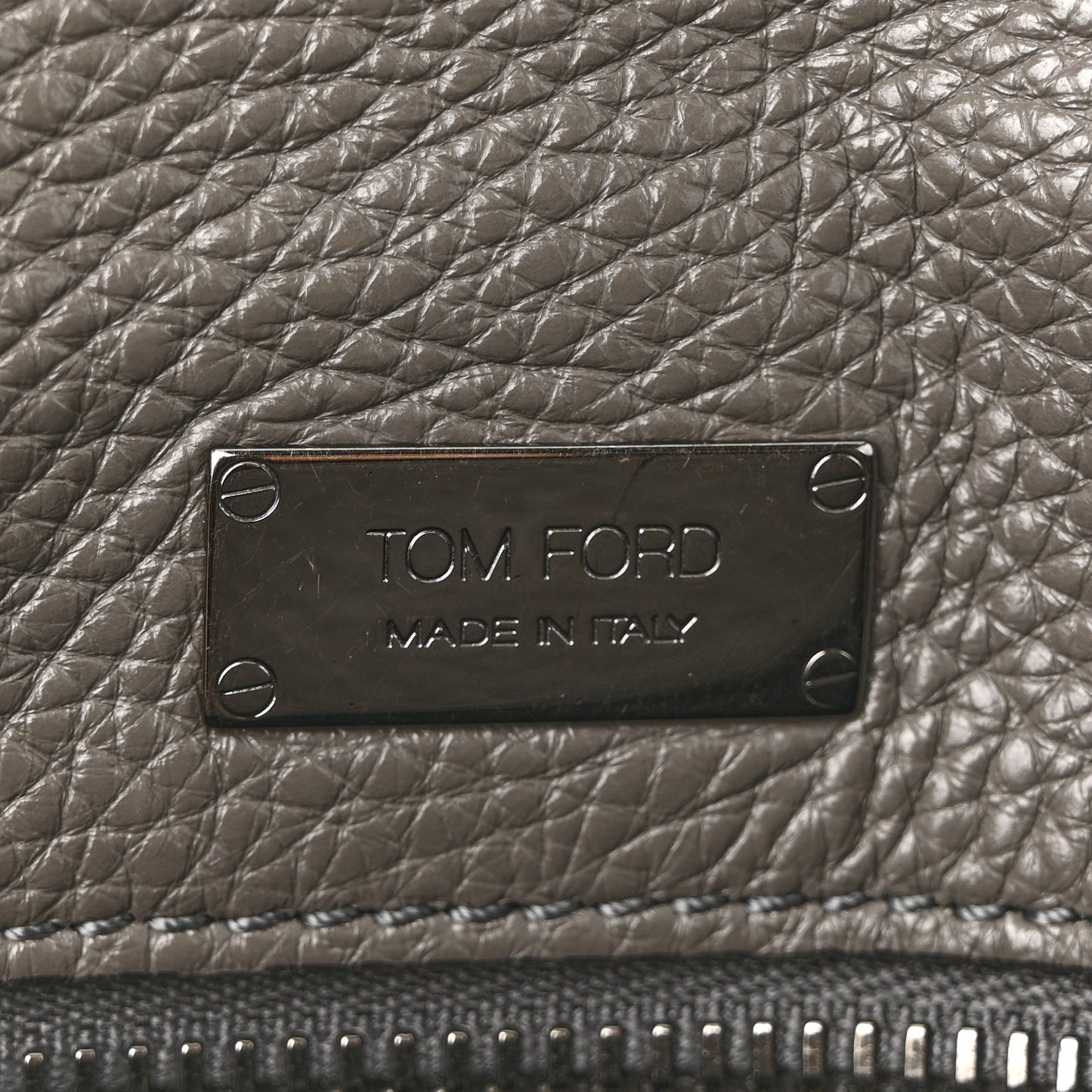 Pebbled Calfskin Alix Zip + Padlock Crossbody Grey