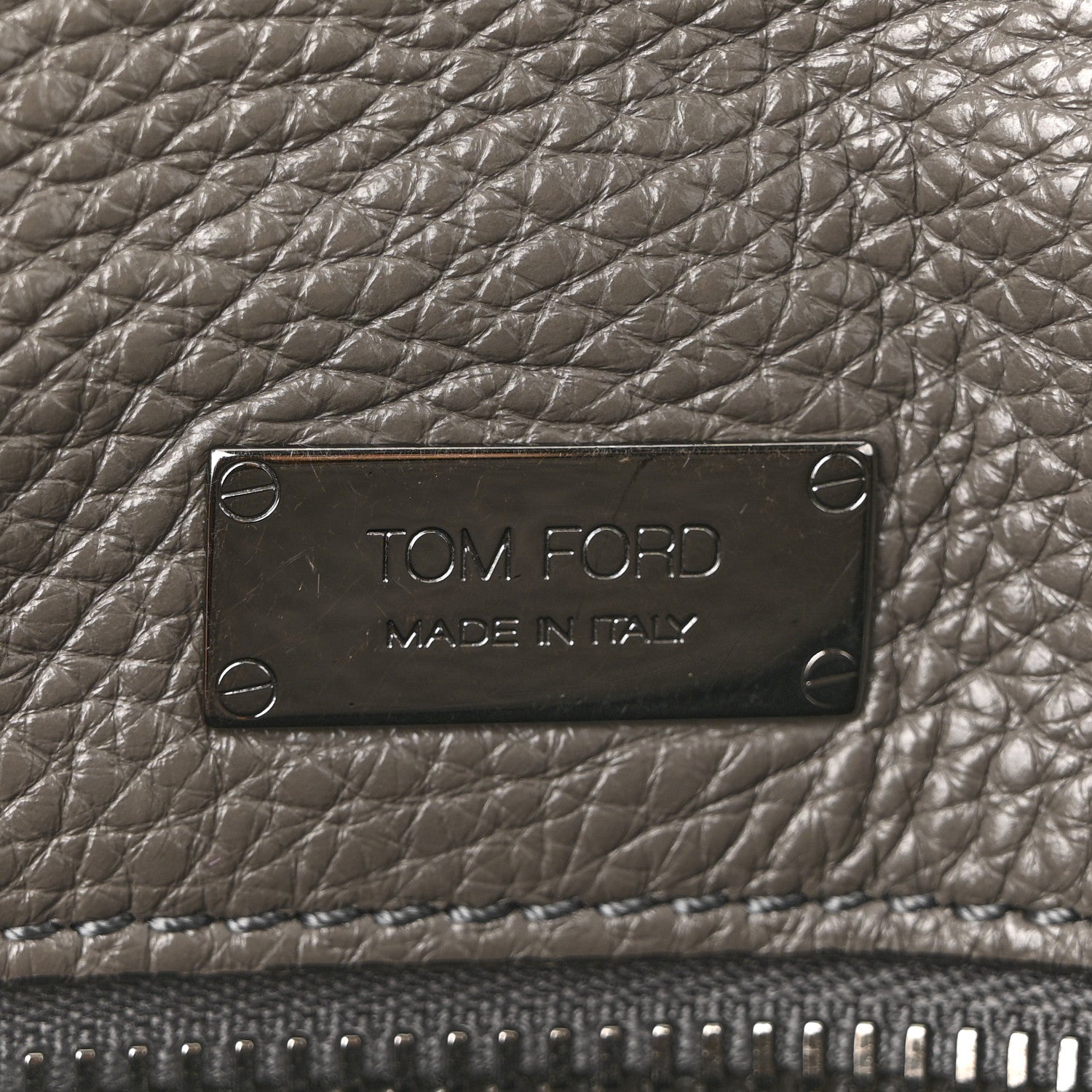 Tom Ford Pebbled Calfskin Alix Zip + Padlock Crossbody Grey 6 of 14