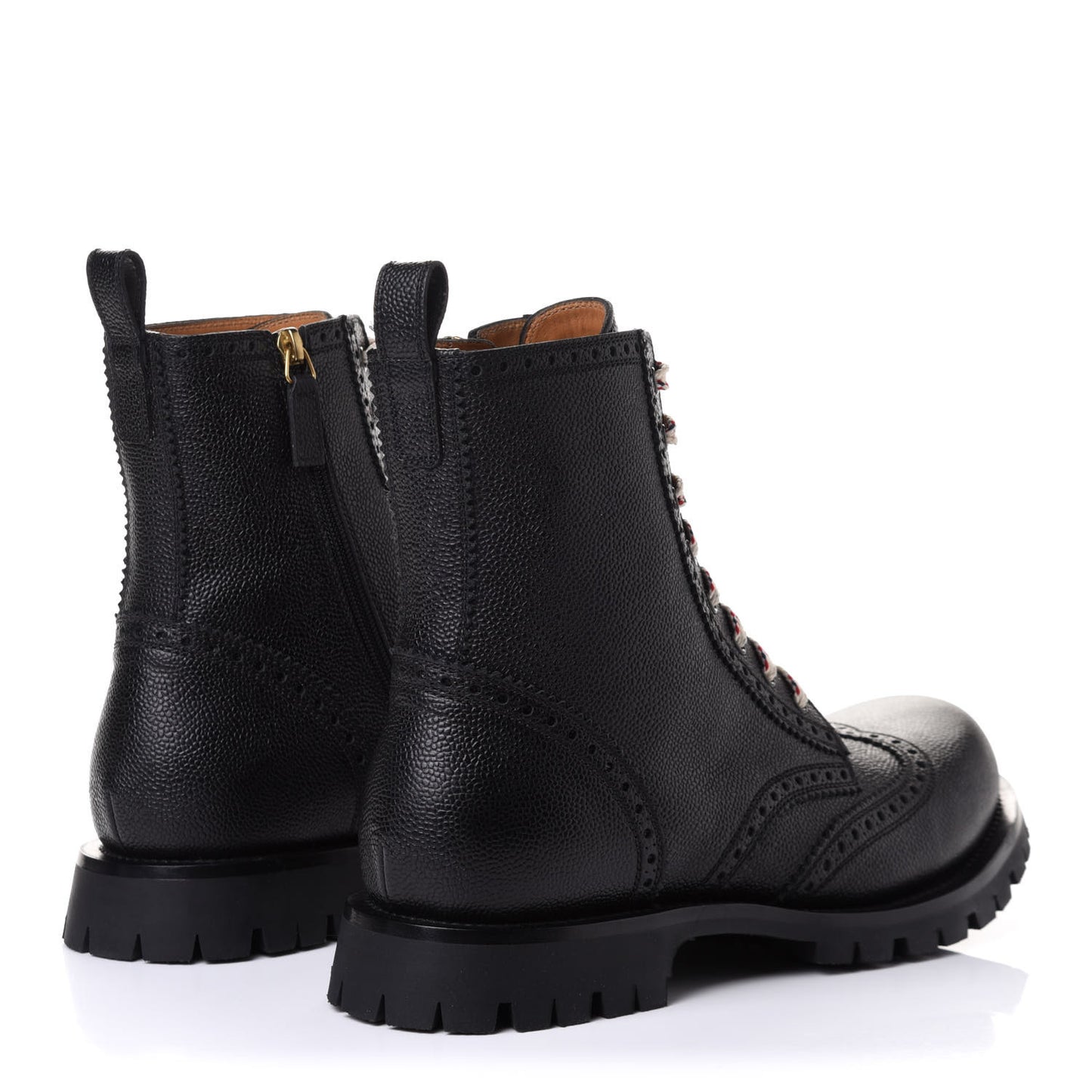 Grained Calfskin Mens Lace Up Combat Boots 11 Black
