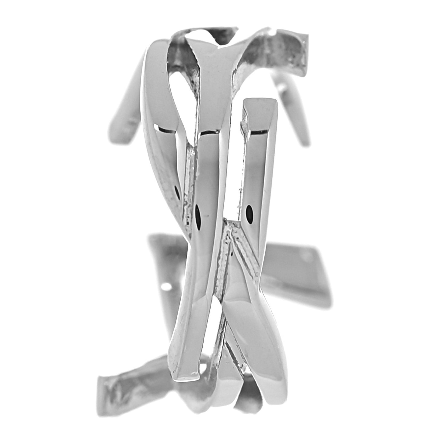 Metal Large Cassandre YSL Logo Ear Cuff Earring Silver