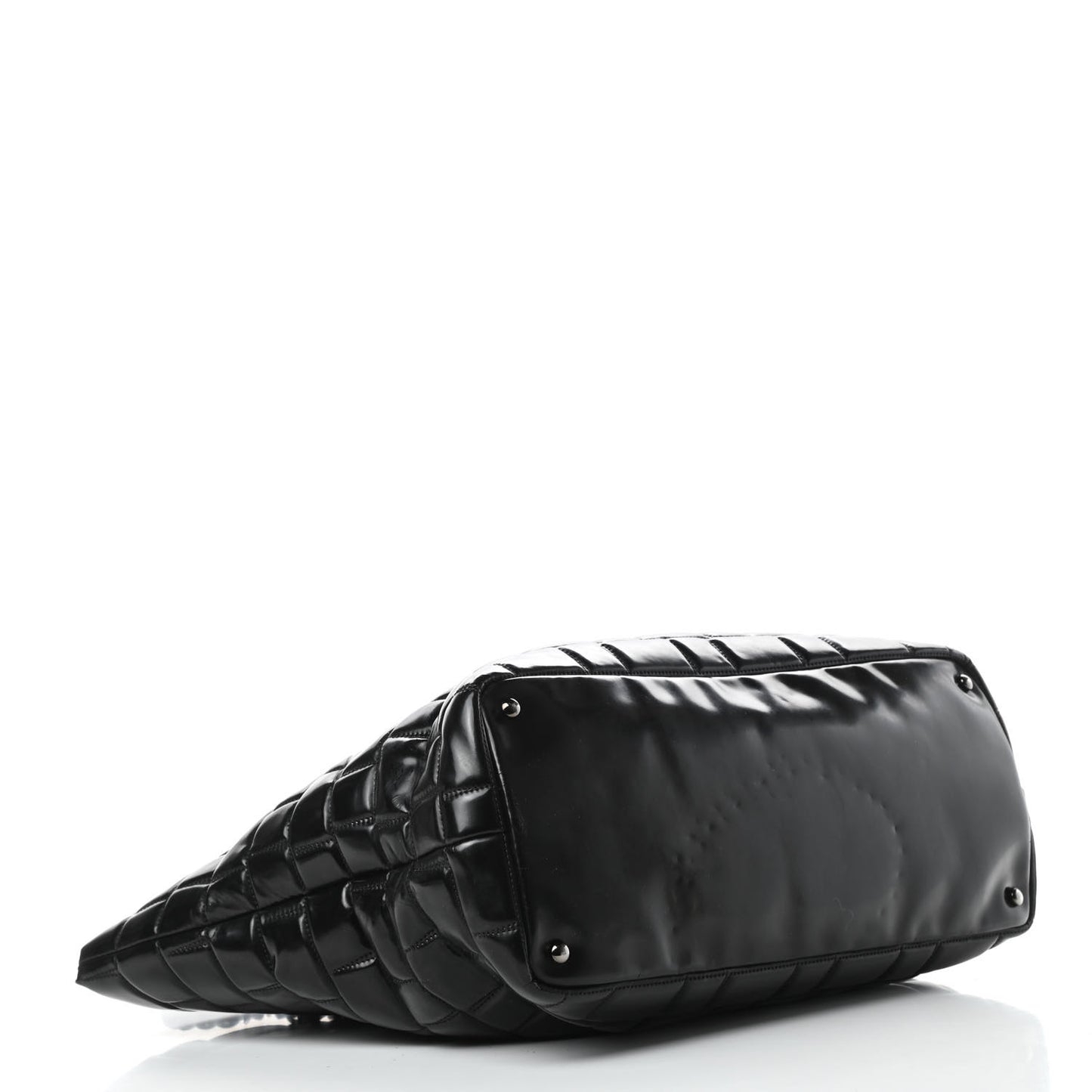 Vinyl Quilted Frozen Shopping Tote Black