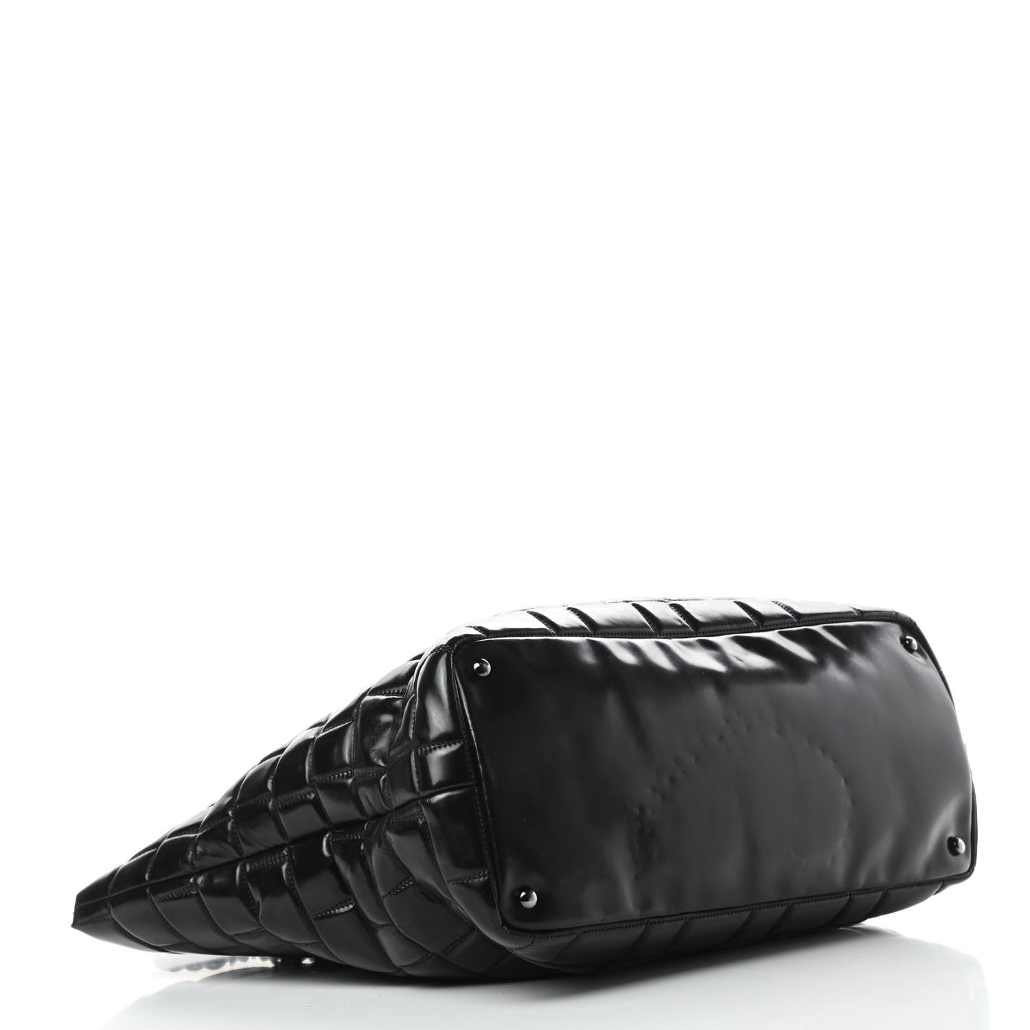 Chanel Vinyl Quilted Frozen Shopping Tote Black 4 of 15