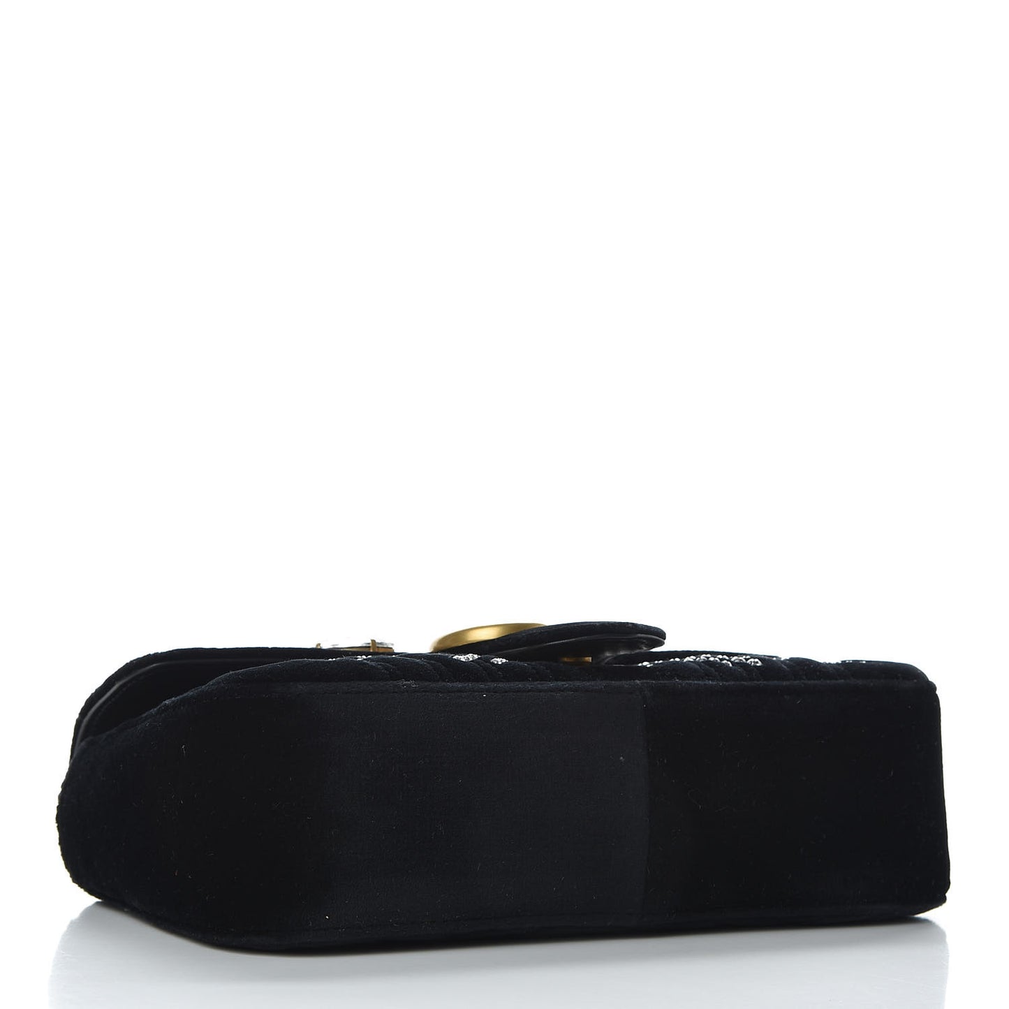 Velvet Matelasse Marquise Crystals Embroidered Small GG Marmont Shoulder Bag Black
