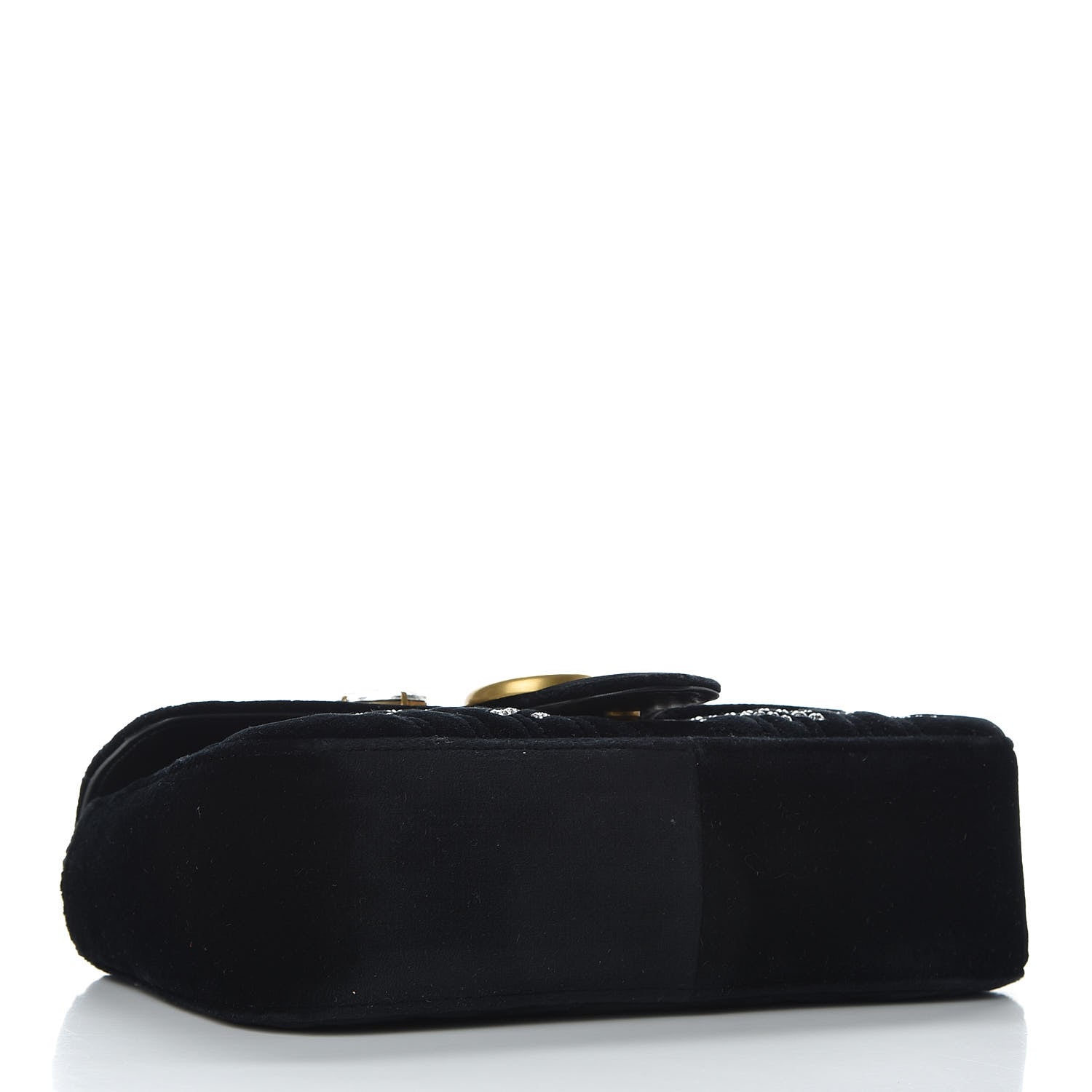 Gucci Velvet Matelasse Marquise Crystals Embroidered Small GG Marmont Shoulder Bag Black 4 of 9