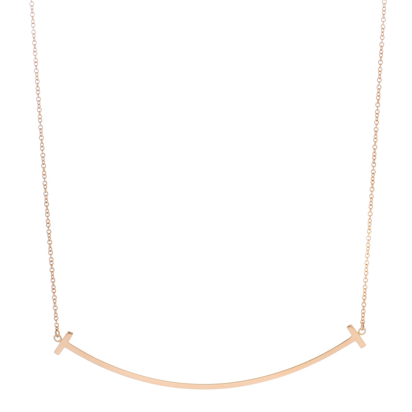 18K Yellow Gold Large T Smile Pendant Necklace