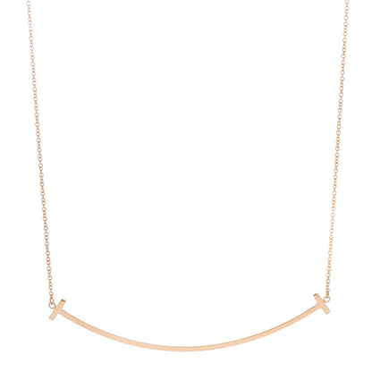 Tiffany 18K Yellow Gold Large T Smile Pendant Necklace 1 of 5