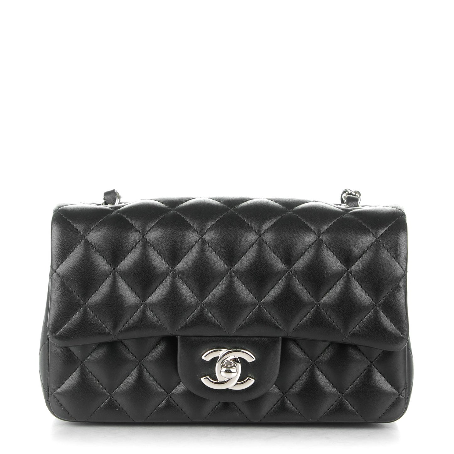 Lambskin Quilted Mini Rectangular Flap Black