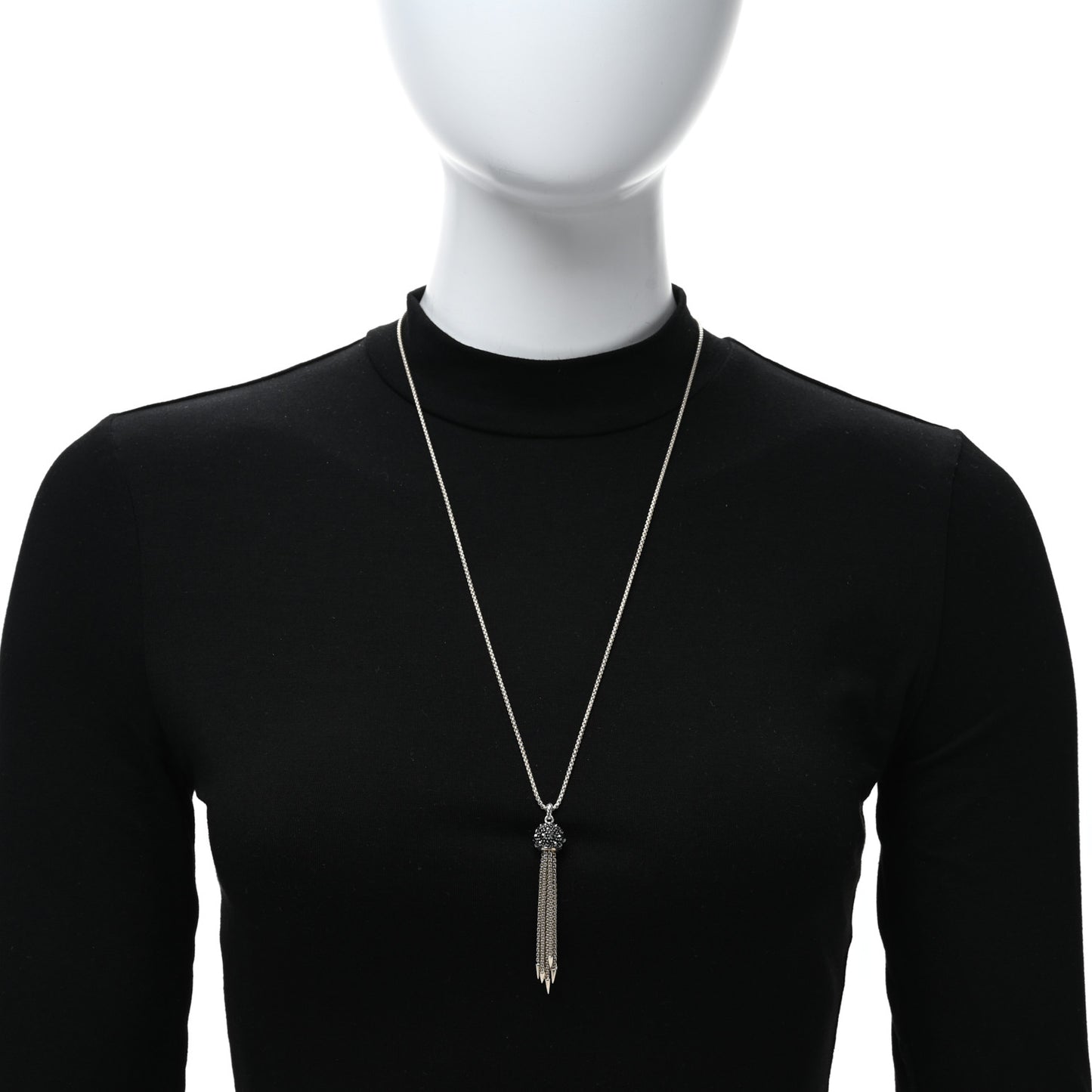 Sterling Silver Hematite Cable Berries Tassel Pendant Necklace