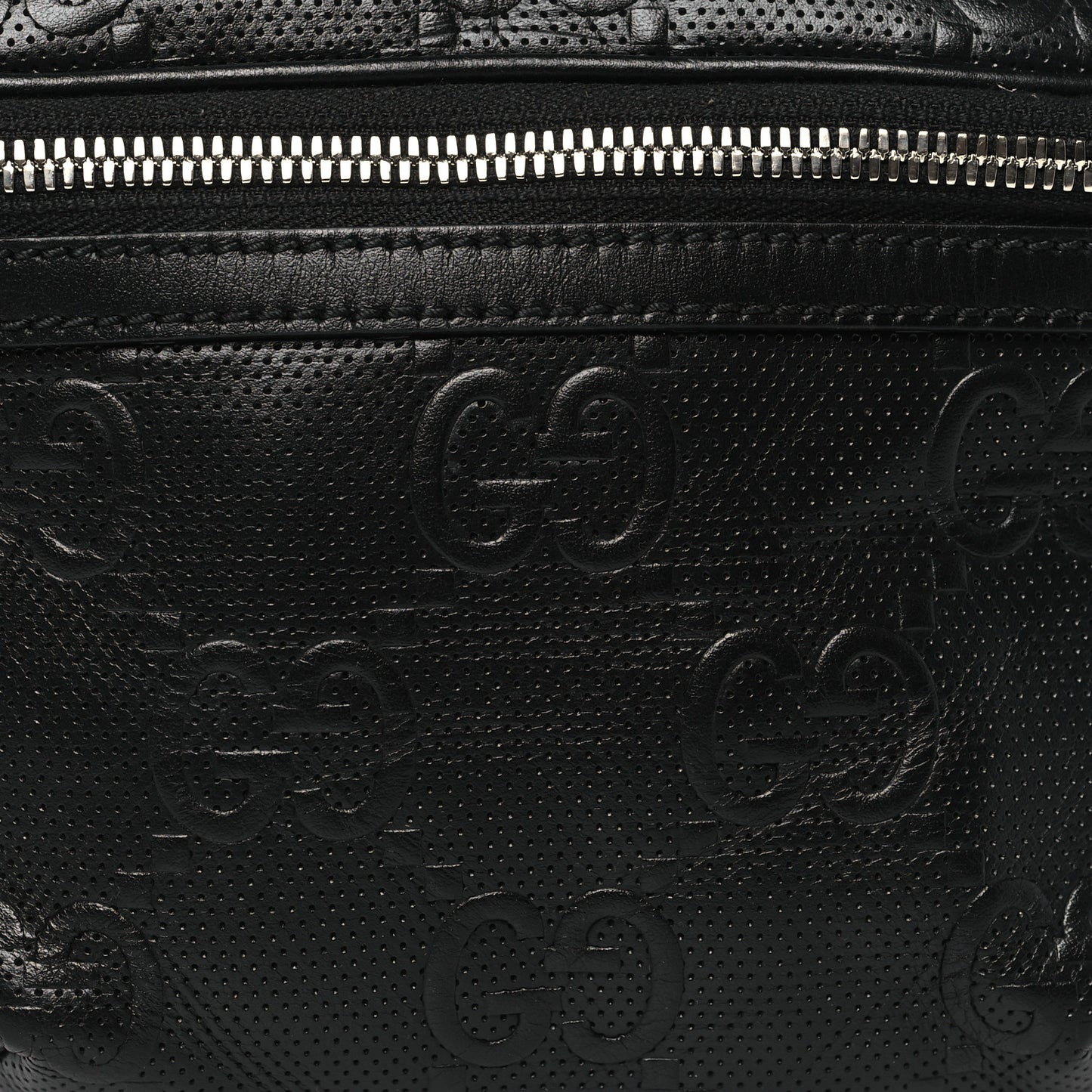 Calfskin GG Tennis Embossed Belt Bag Black
