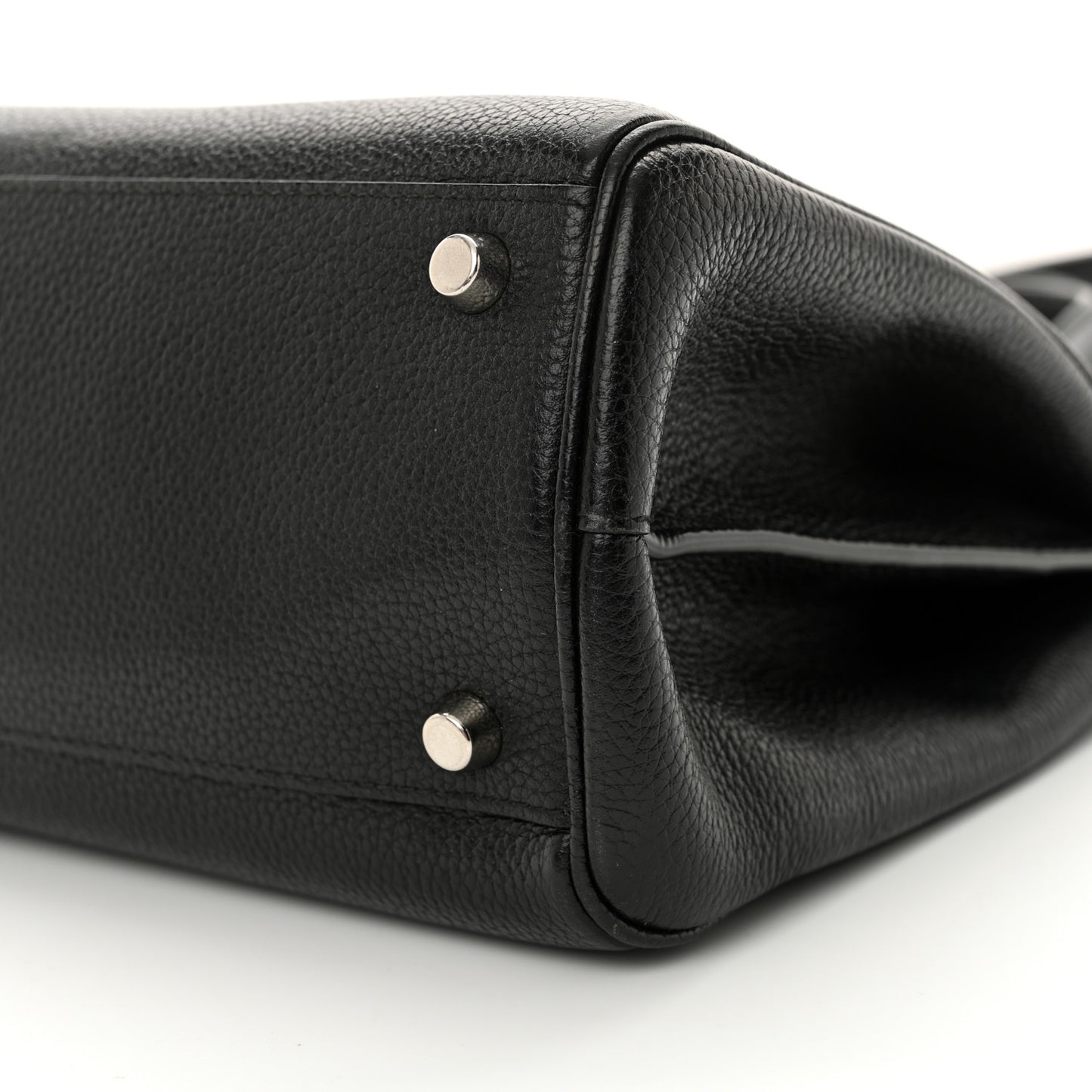 Grainy Calfskin Small Zumi Top Handle Bag Black