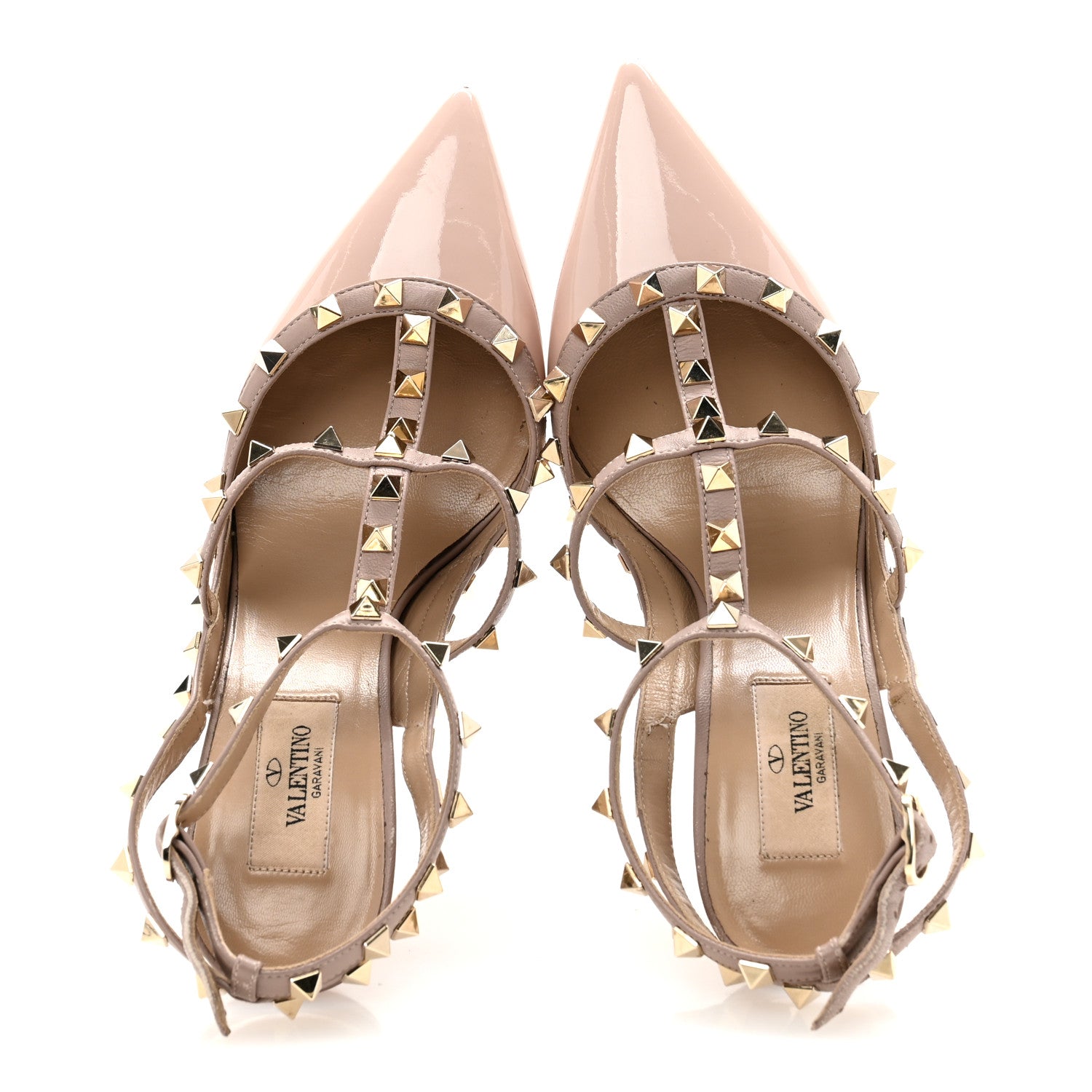 Valentino Garavani Patent Nappa Rockstud Ankle Strap 100mm Pumps 39 Water Rose Poudre 2 of 11