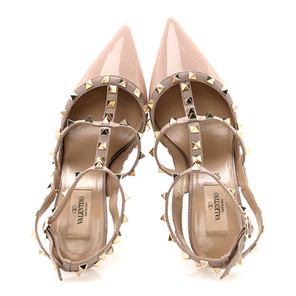 Valentino Garavani Patent Nappa Rockstud Ankle Strap 100mm Pumps 39 Water Rose Poudre 2 of 11