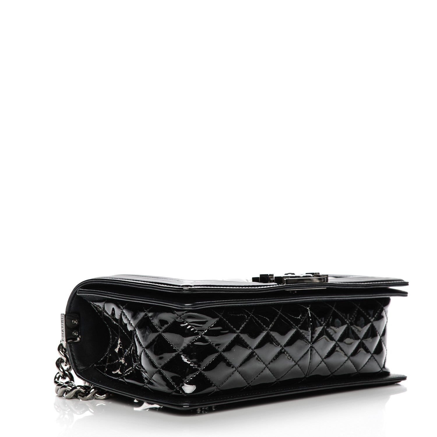 Chanel Patent Chevron Quilted Medium Boy Flap Black 11 of 14