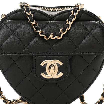 Chanel Lambskin Quilted CC In Love Heart Clutch With Chain Black 8 of 11