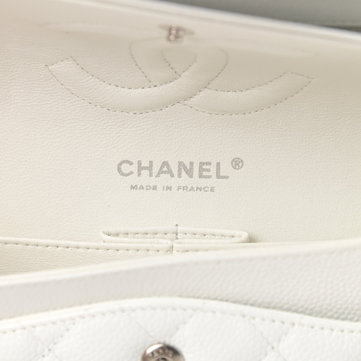 Chanel Caviar Quilted Medium Double Flap White 6 of 13