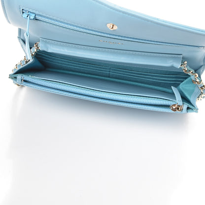 Chanel Lambskin Quilted Wallet On Chain WOC Light Blue 5 of 9